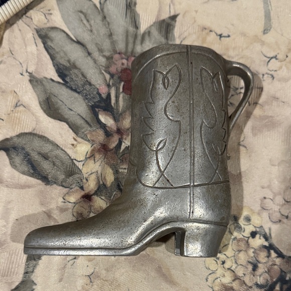 None Other - Rustic Silver Boot Vase